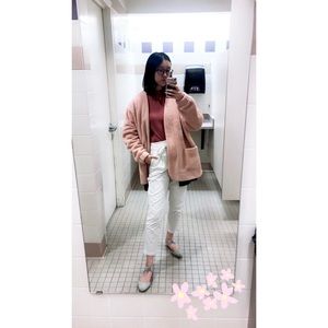 White high waisted paper bag pants